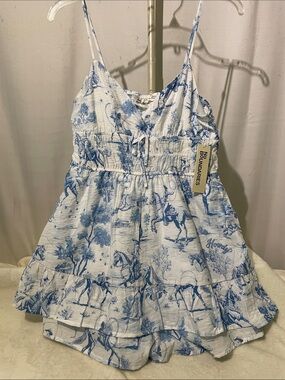 NEW No Boundaries Blue and White Western Print Romper